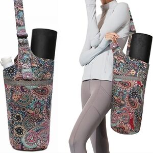Paisley Tote Bag Adjustable Shoulder Strap Pockets Inner Mat Strap